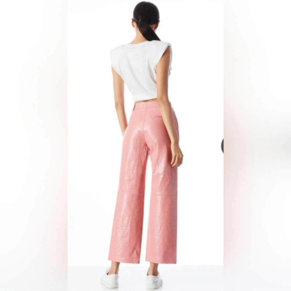 ALICE + OLIVIA TRENT VEGAN CROC CROPPED PANT SIZE 6 - Picture 8 of 13